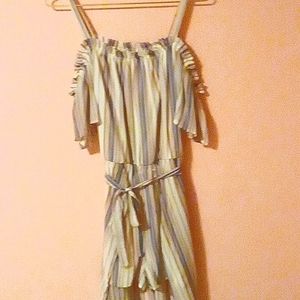 Lily Rose, XXL , beige ,blue & mauve stripe.